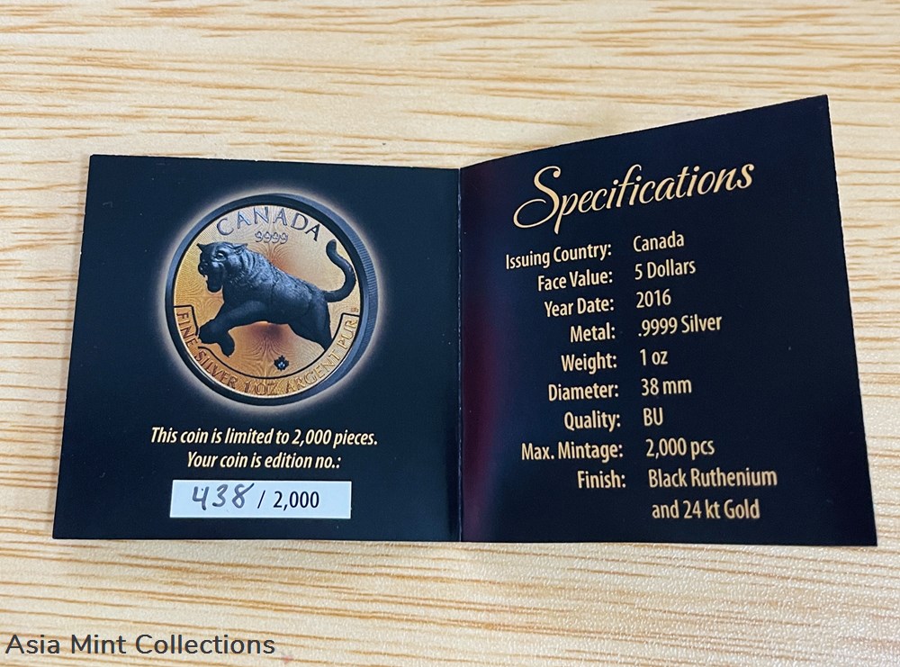 2016 - COUGAR GOLDEN ENIGMA CANADA 1 OZ 9999 SILVER RUTHENIUM 24K GOLD GILDED COIN 2 coins ingots bullion 2016 cougar golden enigma canada 1 oz 9999 silver ruthenium 24k gold gilded coin