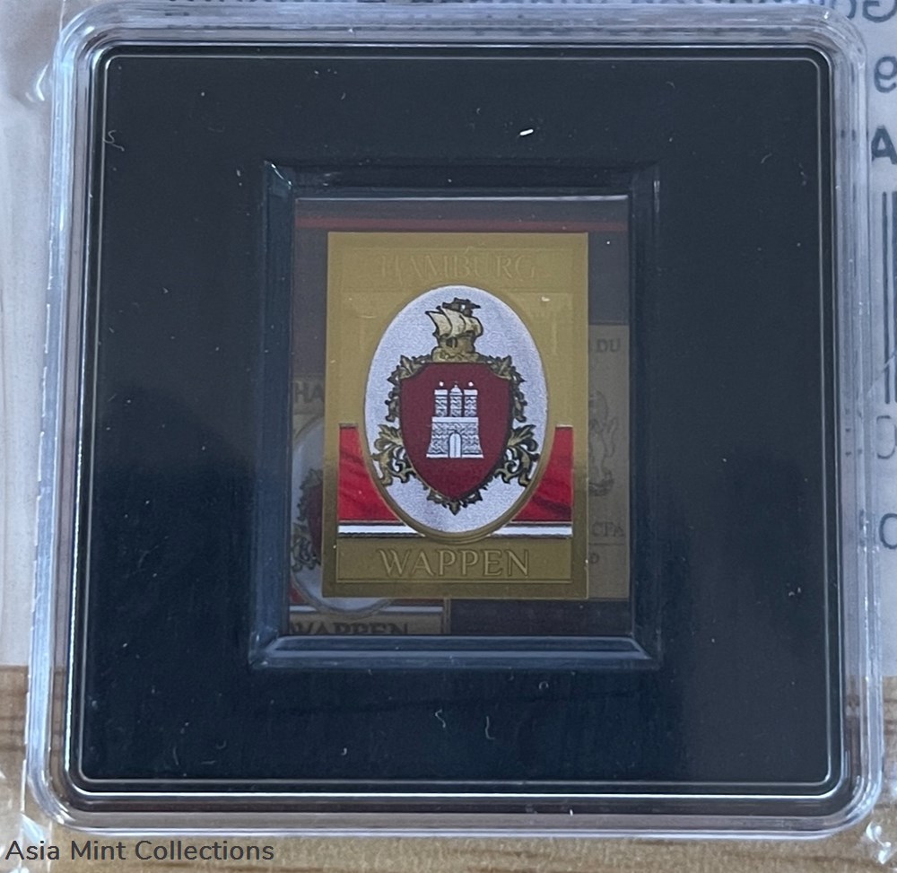 2020 - Gold Coin Bars Motif Coat of Arms Hamburg, 999 Gold 1/500oz,16 x 22.4mm, Echth.-Zert 3 coins ingots bullion 2020 gold coin bars motif coat of arms hamburg 999 gold 1 500oz 16 x 22 4mm echth zert