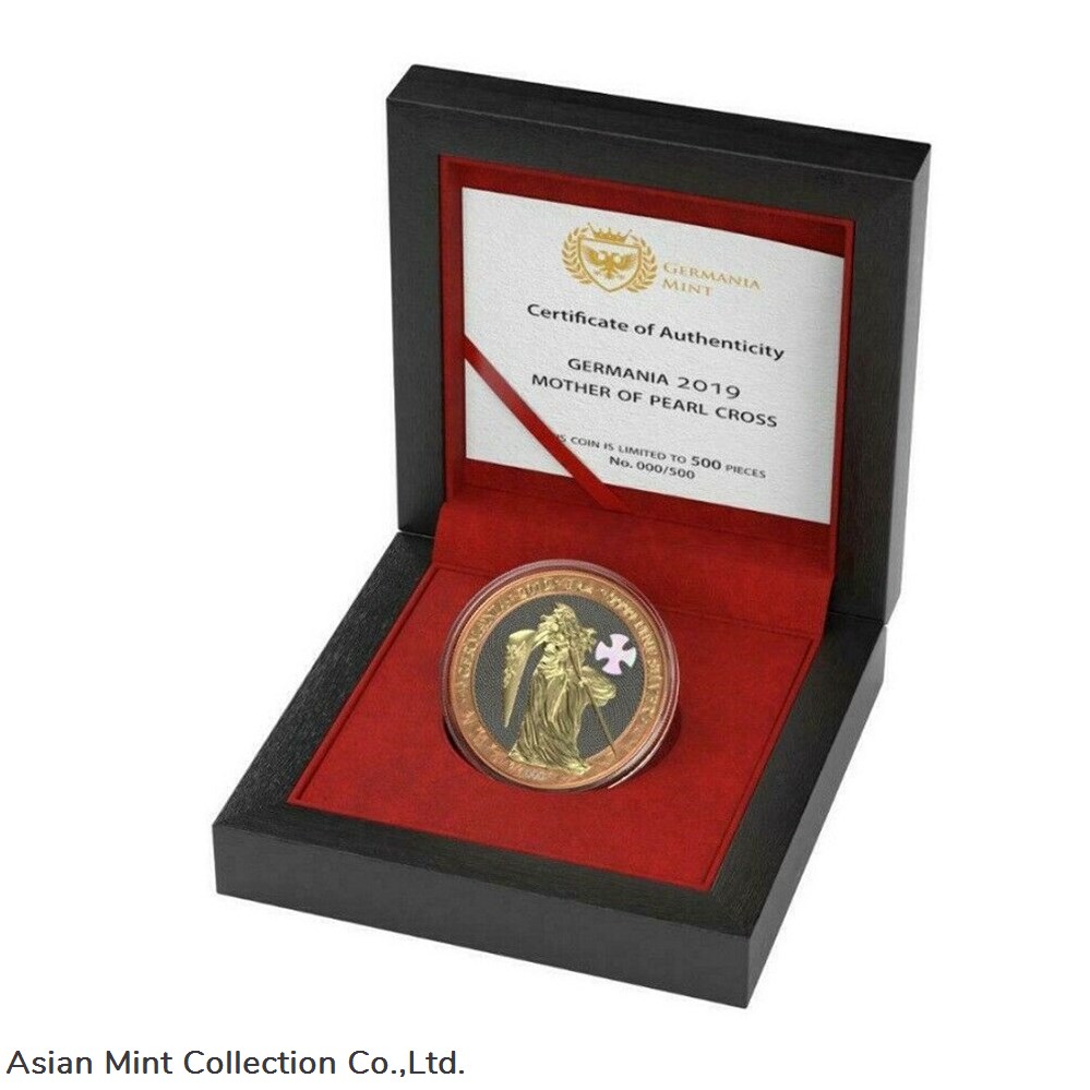 2019 - Germania Mother of Pearl Cross 1oz Silver BU Coin 4 coins ingots bullion 2019 germania mother of pearl cross 1oz silver bu coin