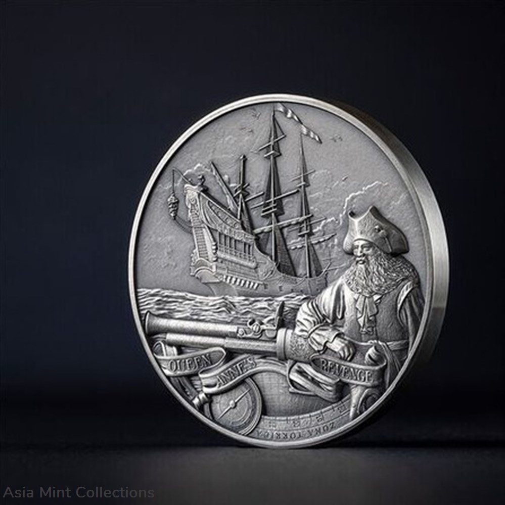 2023 - Queen Anne's Revenge Captains of Fortune 2 oz Silver Coin 5$ Barbados 3 coins ingots bullion 2023 queen anne s revenge captains of fortune 2 oz silver coin 5 barbados