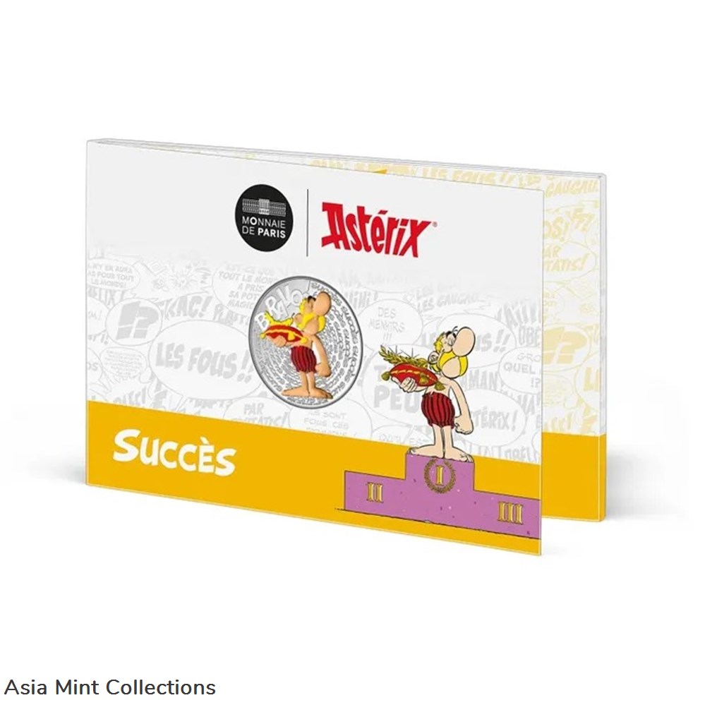 2022 - Asterix Success 50€ Silver Coin Coloured 3 coins ingots bullion 2022 asterix success 50 silver coin coloured