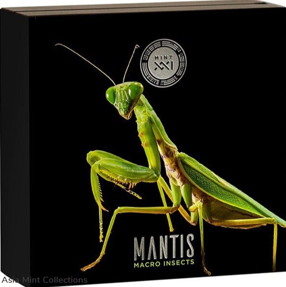 2022 - Macro Mantis Macro Insects 2 oz Antique finish Silver Coin 5$ Niue 4 coins ingots bullion 2022 macro mantis macro insects 2 oz antique finish silver coin 5 niue