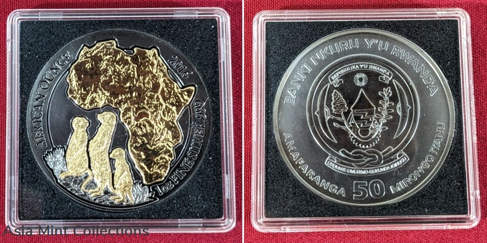 2016 - Silver Coin with Ruthenium 1 oz Golden Enigma Meerkat Rwanda coins ingots bullion 2016 silver coin with ruthenium 1 oz golden enigma meerkat rwanda