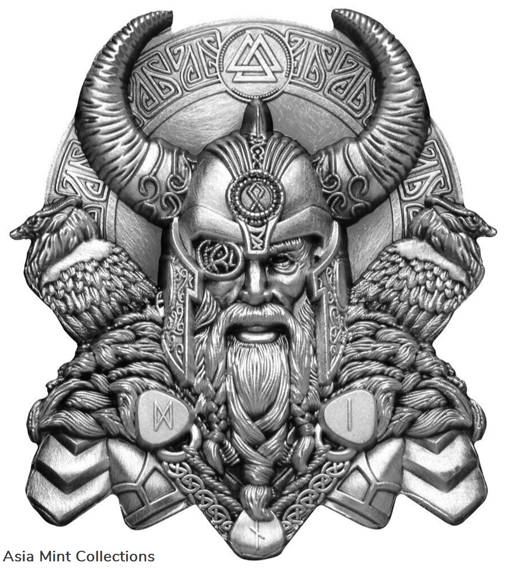 2022 - Ghana Norse Gods Odin Ultra High Relief Silver Plated Antiqued GH¢2 Coin coins ingots bullion 2022 ghana norse gods odin ultra high relief silver plated antiqued gh 2 coin