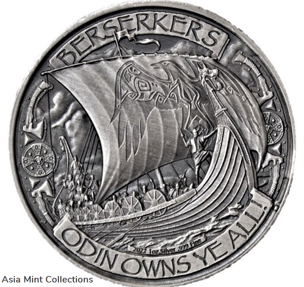 2022 - **ANTIQUE** Valhalla Vikings .999 Fine Silver Round Odin Owns Ye All! IN STOCK!! coins ingots bullion coin 2022 antique valhalla vikings 999 fine silver round odin owns ye all in stock