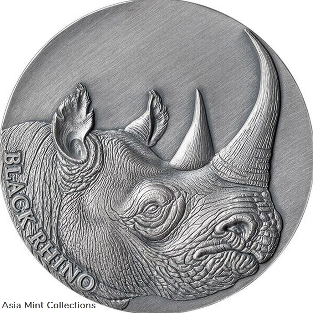 2023 - Black Rhino Expressions of Wildlife 2oz Antique finish Silver Coin Cameroon 5 coins ingots bullion 2023 black rhino expressions of wildlife 2oz antique finish silver coin cameroon
