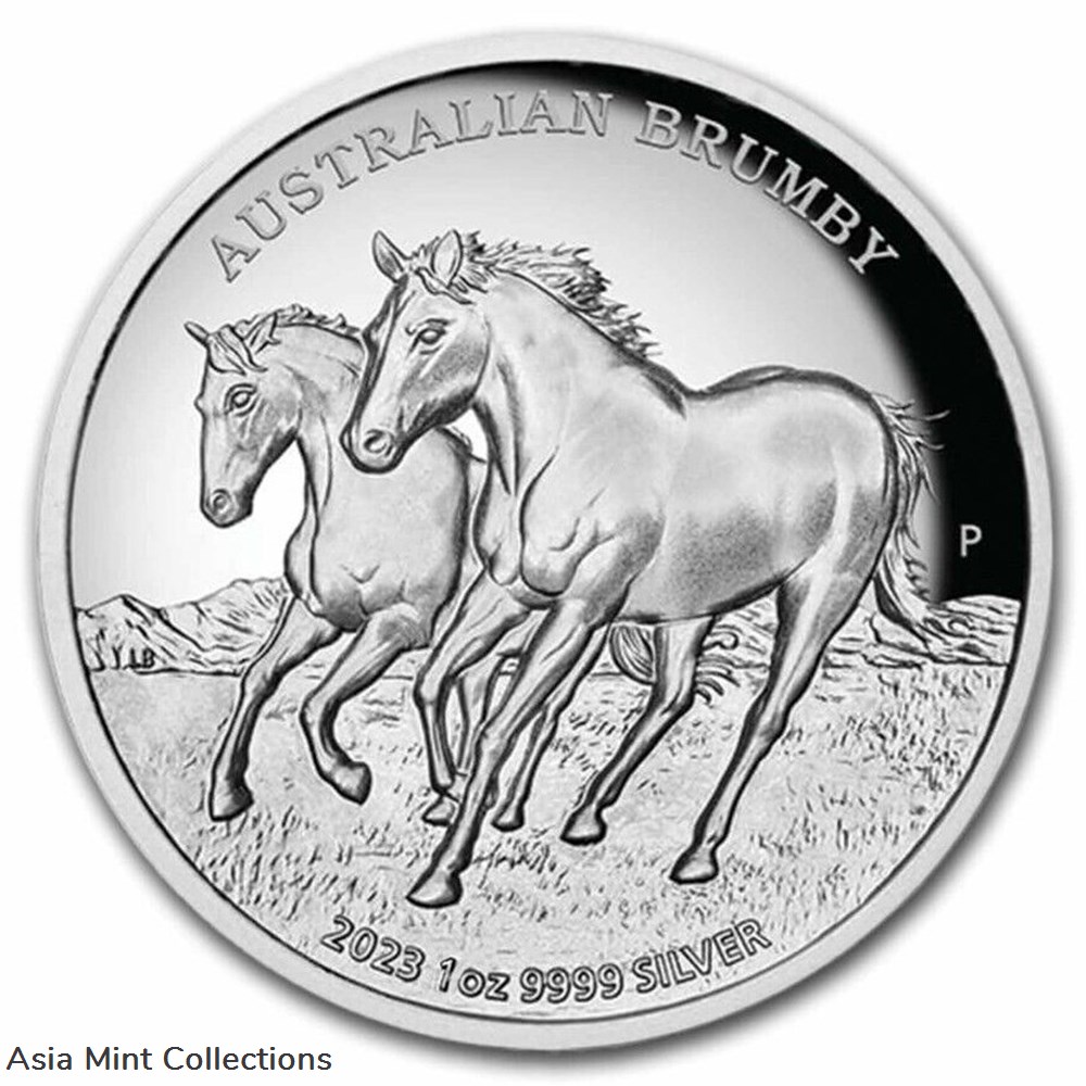 2023 - Australian Brumby Australia $1 Oz Silver 9999 ST/BU 3 coins ingots bullion coin 2023 australian brumby australia 1 oz silver 9999 st bu