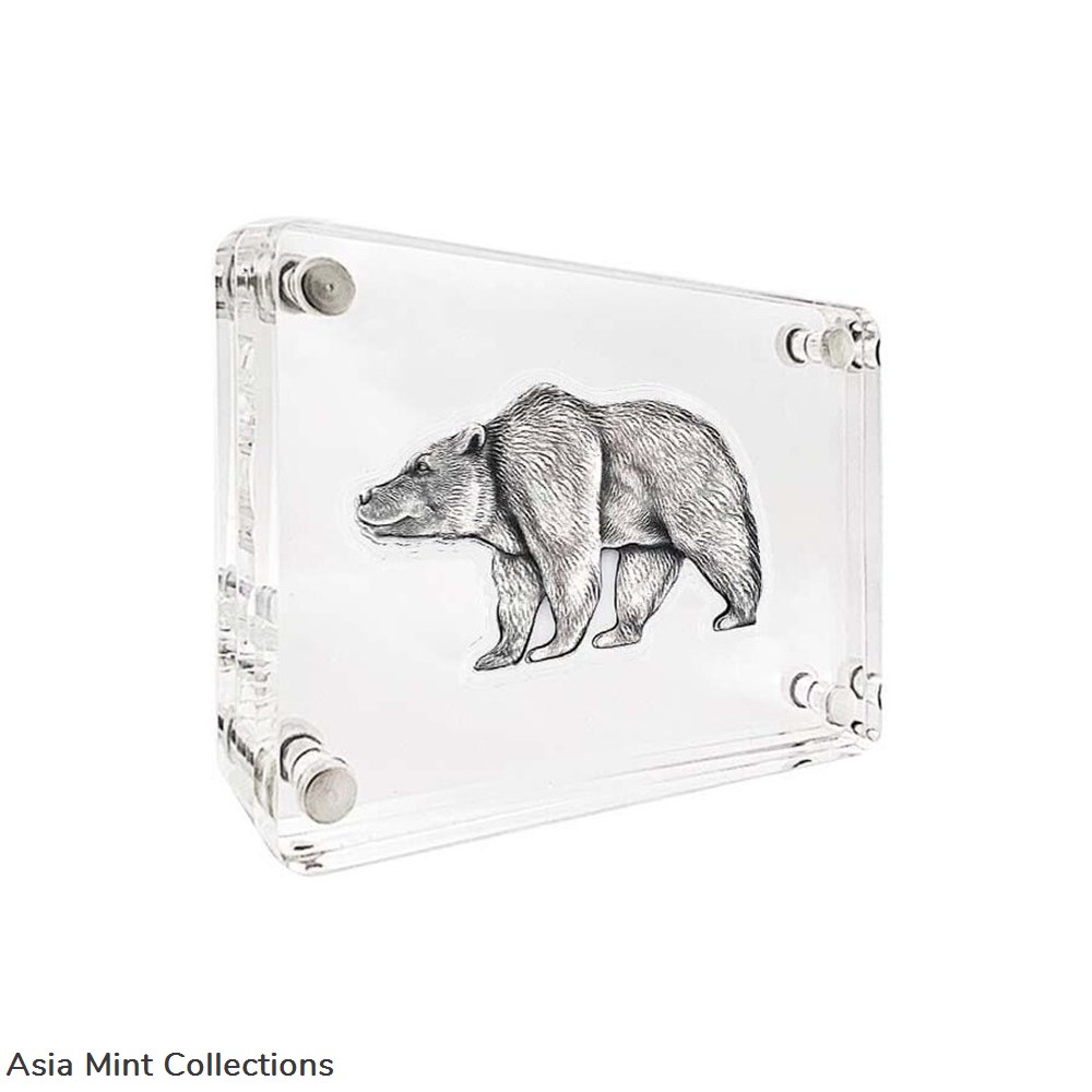 coins ingots bullion ingot 2021 1oz chad bear shaped 999 silver antique high relief coin