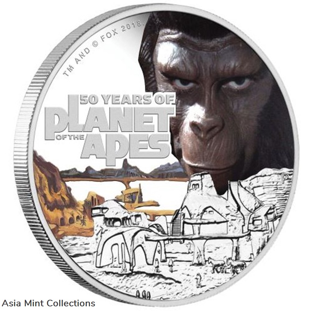 2018 PERTHINT 50 YEAR ANN PLANET OF THE APES 1 OZ .999 SILVER coins ingots bullion coin 2018 perthint 50 year ann planet of the apes 1 oz 999 silver