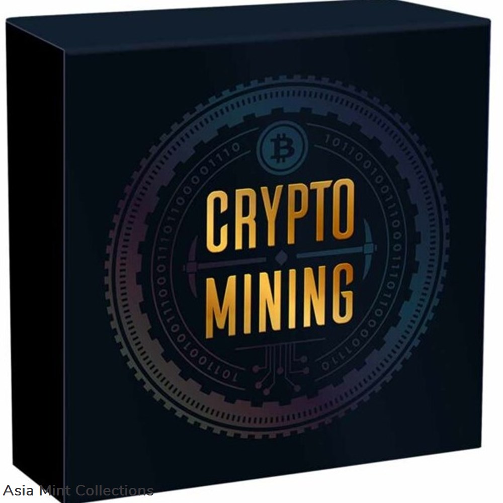 2021 - Crypto Mining 50 g Antique finish Silver Coin 2$ Niue 4 coins ingots bullion 2021 crypto mining 50 g antique finish silver coin 2 niue