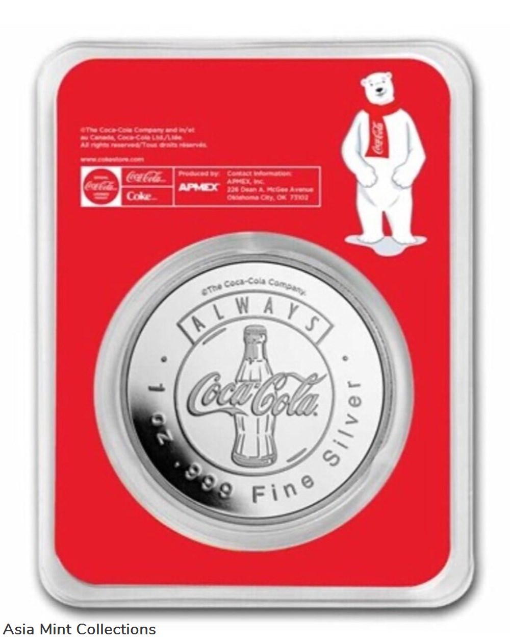 coins ingots bullion coin coca cola 1 oz silver polar bear round in tep blue velvet gift bag