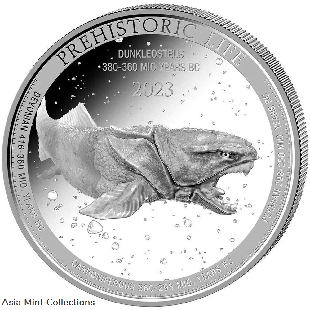 2023 - Prehistoric Life Dunkleosteus (11.) Silver Coin 1 oz 999 Silver Congo ST coins ingots bullion 2023 prehistoric life dunkleosteus 11 silver coin 1 oz 999 silver congo st