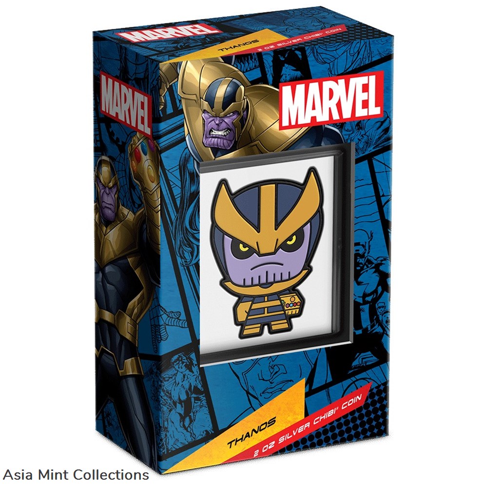2023 Niue Marvel Thanos 2oz Silver Mega Chibi Colorized Proof Coin 4 coins ingots bullion 2023 niue marvel thanos 2oz silver mega chibi colorized proof coin