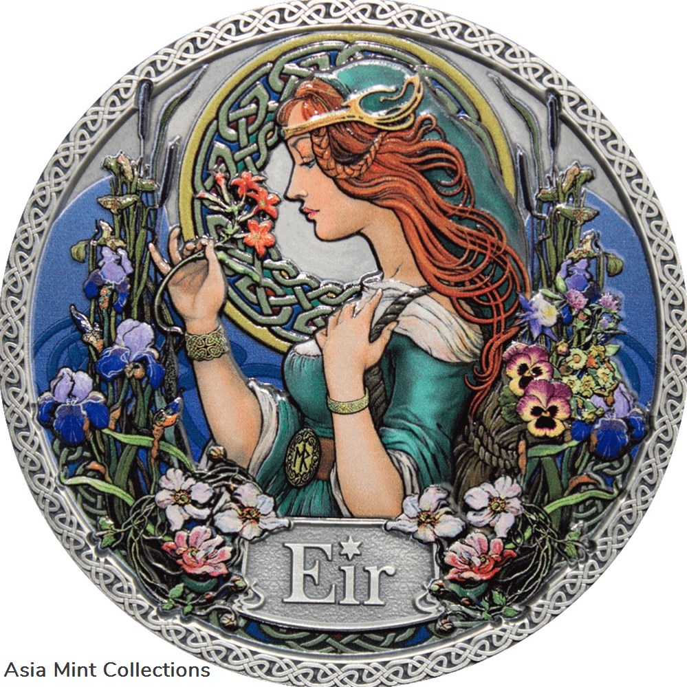 2021 - Eir Goddesses of Health 50 g Antique finish Silver Coin 5 Cedis Ghana coins ingots bullion 2021 eir goddesses of health 50 g antique finish silver coin 5 cedis ghana