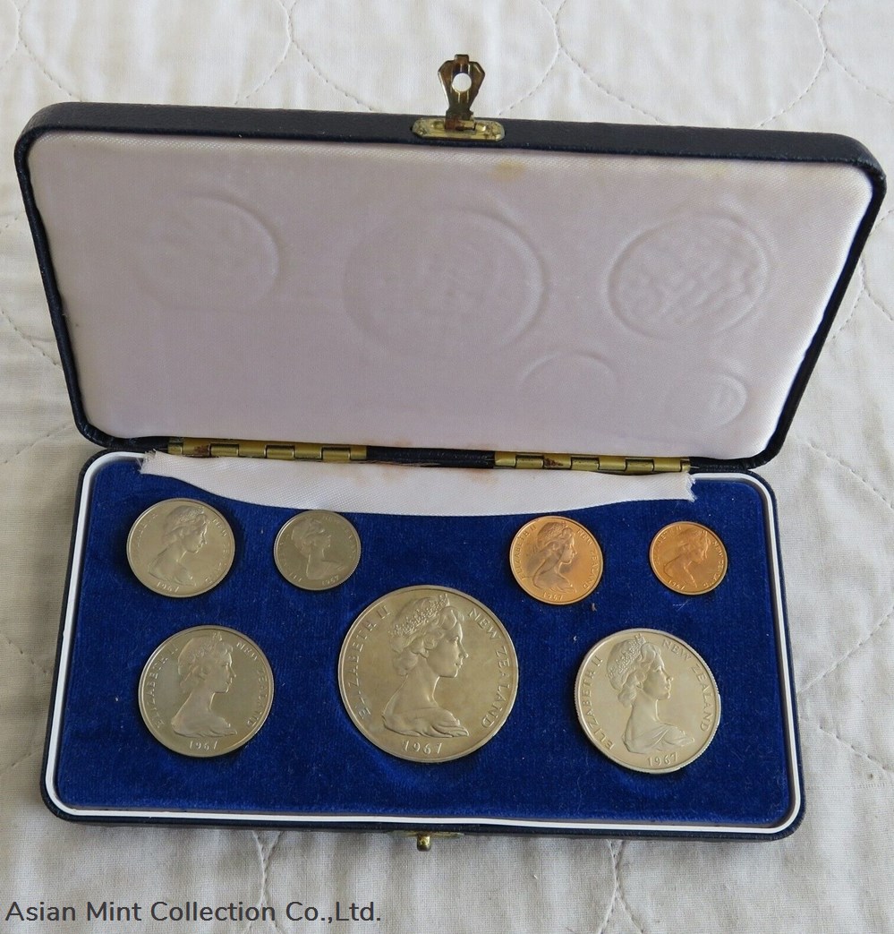 1967 - 7 COIN PROOFLIKE YEAR SET coins world new zealand 1967 7 coin prooflike year set