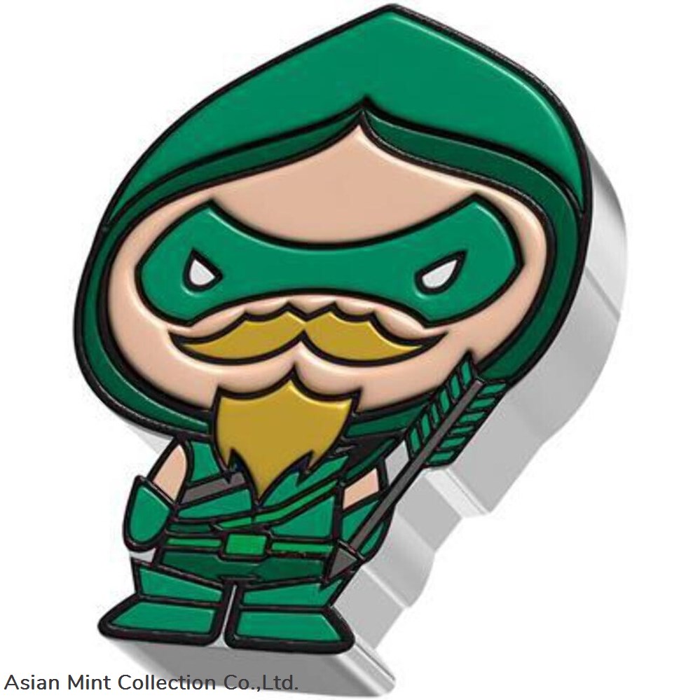 2022 Niue DC Comics Green Arrow 1oz Silver Chibi Proof Coin 2 coins ingots bullion ingot 2022 niue dc comics green arrow 1oz silver chibi proof coin
