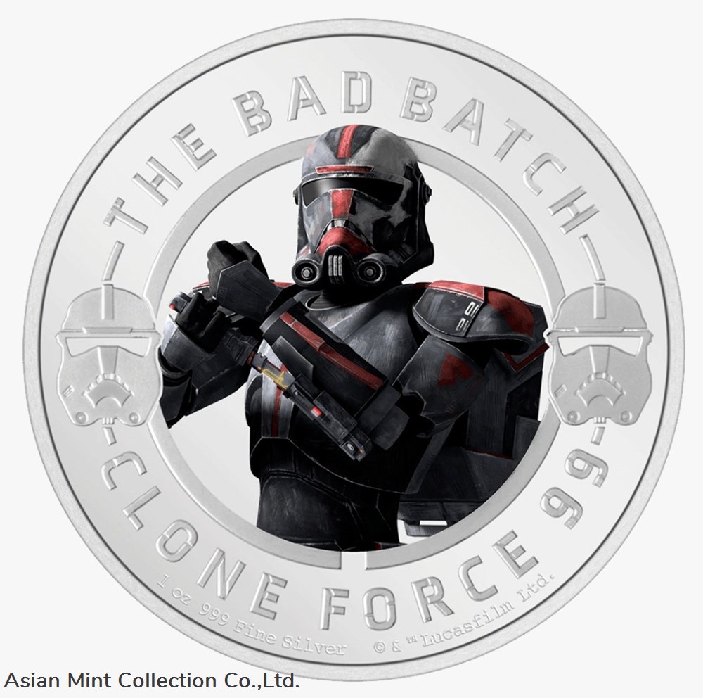 2022 Niue Star Wars™ The Bad Batch™ - Hunter 1oz Silver Coloured Proof Coin coins ingots bullion 2022 niue star wars the bad batch hunter 1oz silver coloured proof coin