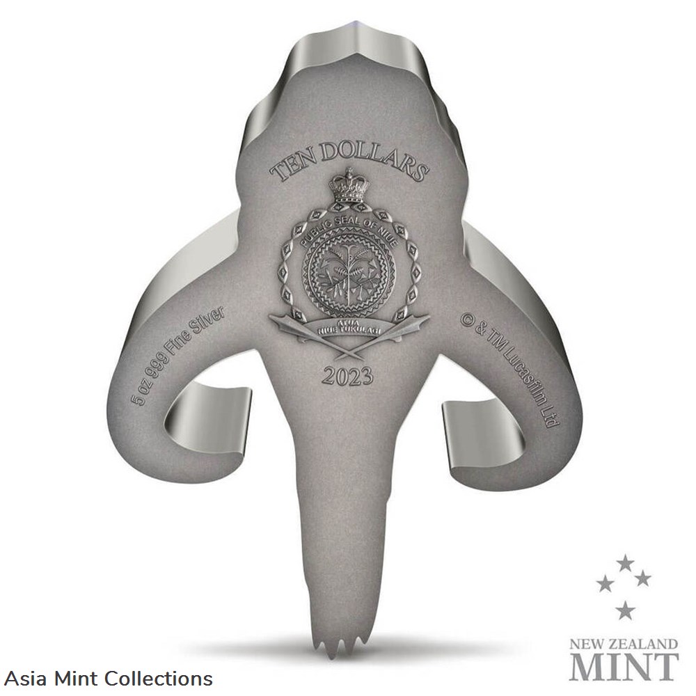 2023 Niue Star Wars Mandalorian Mythosaur 5oz Silver Antiqued Coin 2 coins ingots bullion 2023 niue star wars mandalorian mythosaur 5oz silver antiqued coin