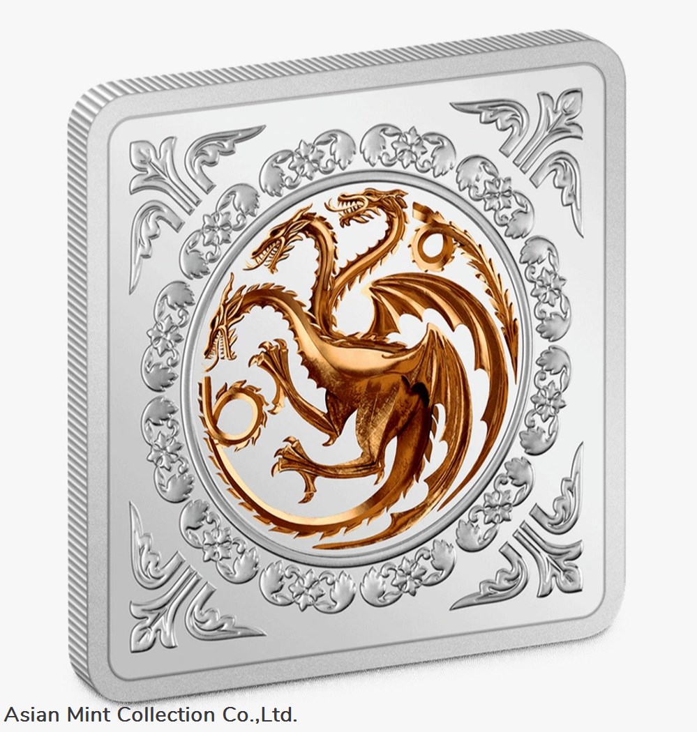 coins ingots bullion coin 2022 game of thrones targaryen sigil 1oz silver medallion