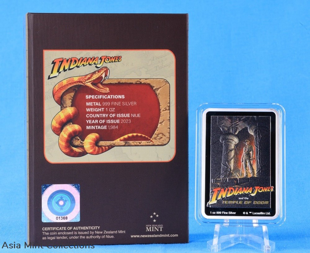 2023 - Indiana Jones ™ Tempel des Todes™ 1 Oz Silber Color Niue 2 $ mit OVP 3 coins ingots bullion silver coin 2023 indiana jones tempel des todes 1 oz silber color niue 2 mit ovp