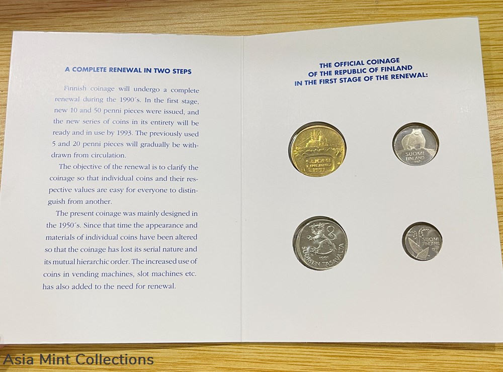 1991 Suomi Finland Coinage Markkaa 4-Coin Set 3 coins ingots bullion copper 1991 suomi finland coinage markkaa 4 coin set