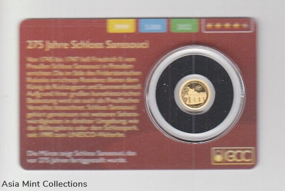 2022 - Gold Coin Card - Congo 100 Francs CF Gold PP Castle Sanssouci coins ingots bullion 2022 gold coin card congo 100 francs cf gold pp castle sanssouci