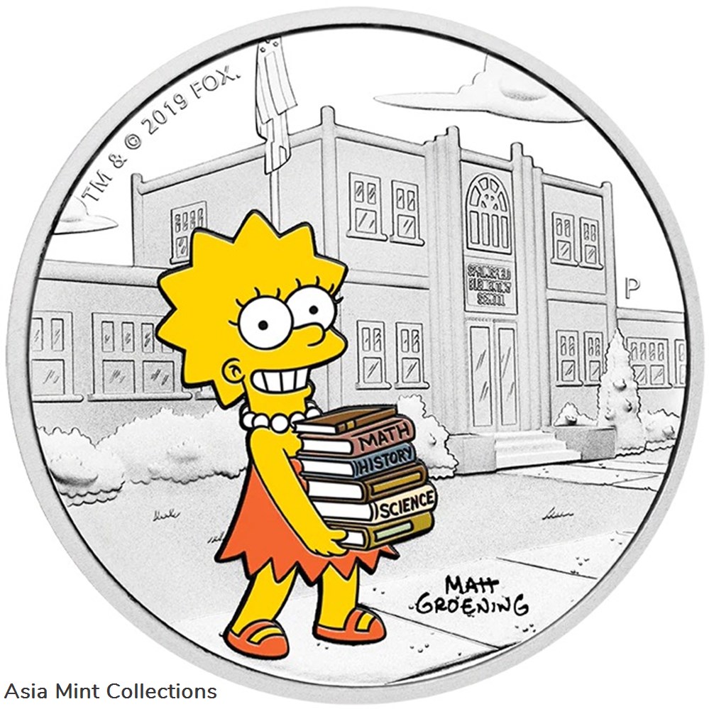 2019 The Simpsons Lisa Simpson 1oz $1 Silver Proof Coin - Monnaies