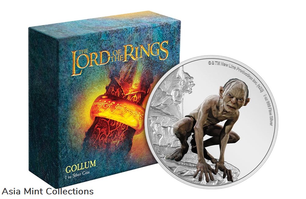 2022 - Niue 1 OZ Silver Proof Coin- Lord of the Rings - Gollum 4 coins ingots bullion 2022 niue 1 oz silver proof coin lord of the rings gollum