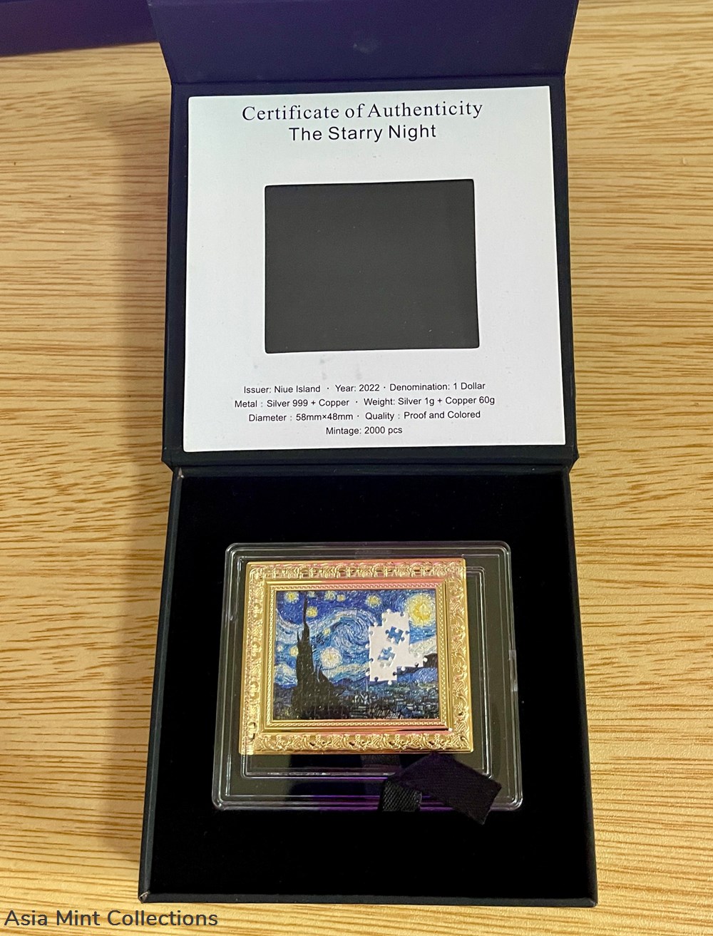 2022 - Niue World famous painting jigsaw series The Starry Night silver copper coin 3 coins ingots bullion 2022 niue world famous painting jigsaw series the starry night silver copper coin