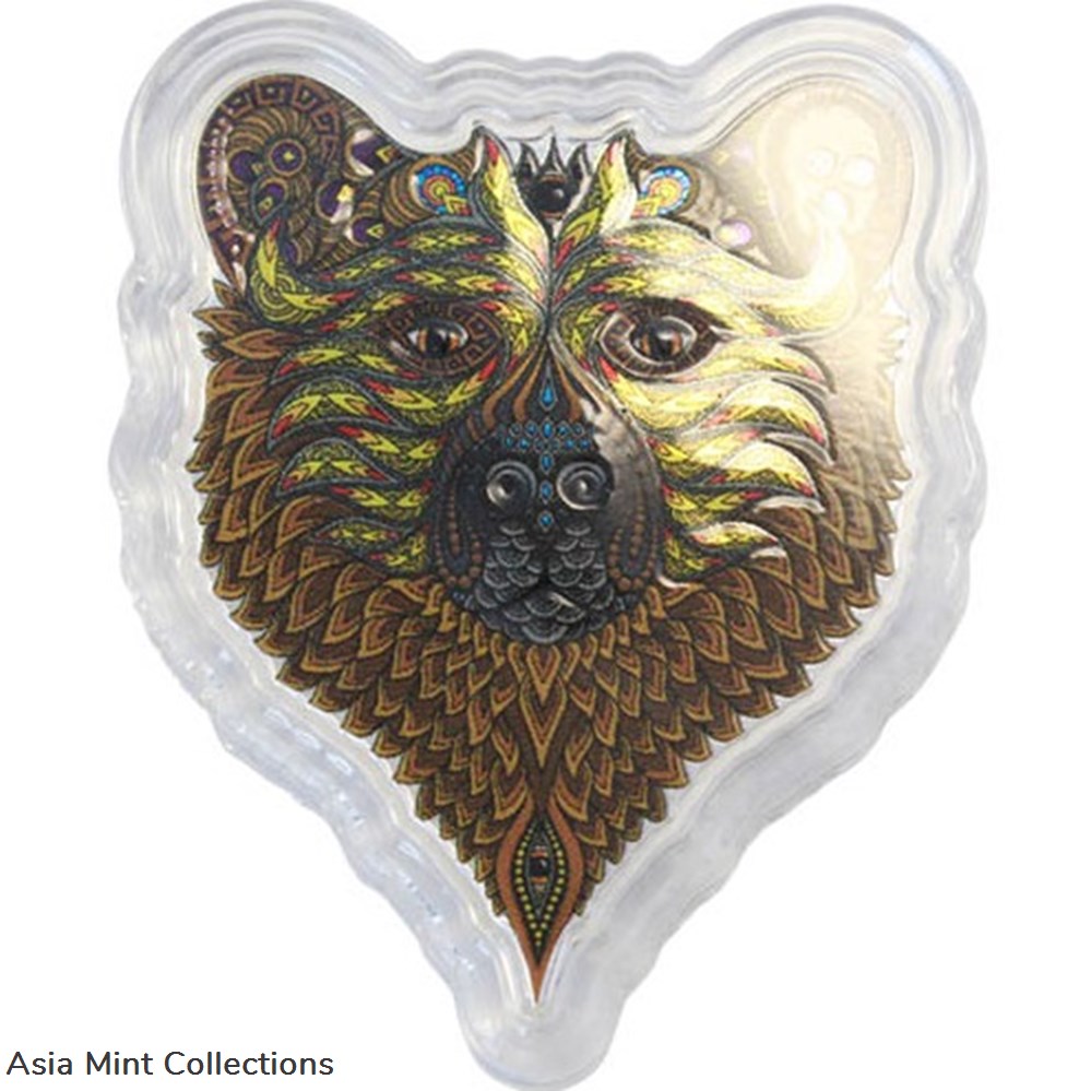 2021 - GRIZZLY BEAR SOLOMON ISLANDS $2 DOLLARS COLORIZED SILVER WORLD COIN 3 coins ingots bullion 2021 grizzly bear solomon islands 2 dollars colorized silver world coin