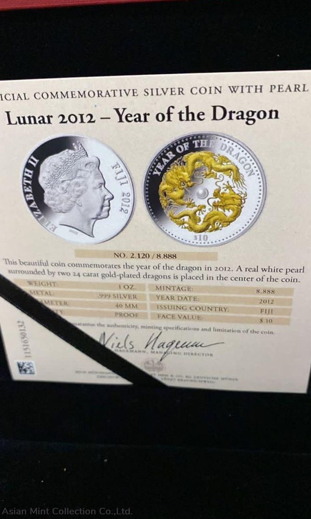 2012 - Fiji Year Of The Dragon With Pearl Lunar 4 coins ingots bullion silver coin 2012 fiji year of the dragon with pearl lunar