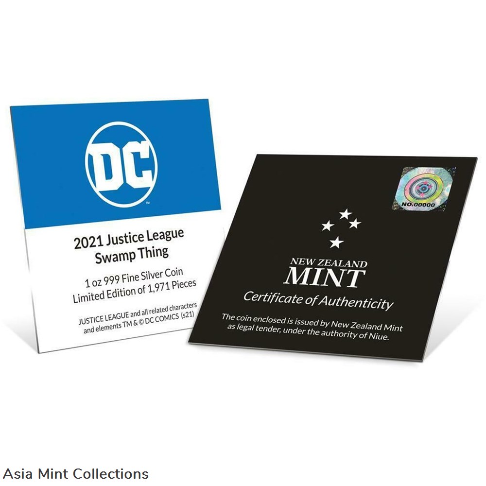 coins ingots bullion 2021 niue dc justice league swamp thing 50th ann 1 oz silver coin