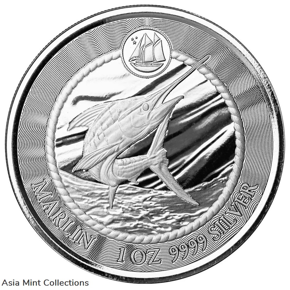coins ingots bullion coin 2023 cayman islands 1 marlin 1 oz silver 999 proof like