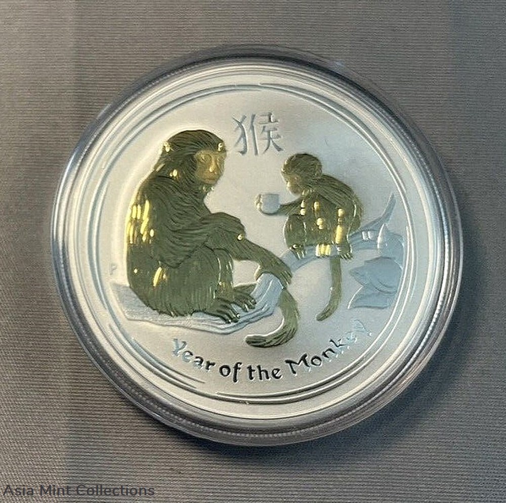 2016 - Silver! Gilded Gold by Perth Mint 1 troy oz .999 Fine $1 Lunar II Coin 4 coins 2016 silver gilded gold by perth mint 1 troy oz 999 fine 1 lunar ii coin