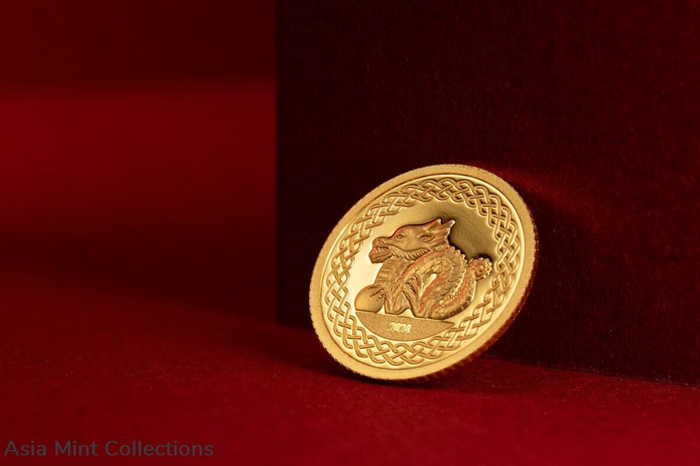 2024 Mongolia Lunar Year of the Dragon .5g Gold Proof Coin 3 coins ingots bullion silver 2024 mongolia lunar year of the dragon 5g gold proof coin