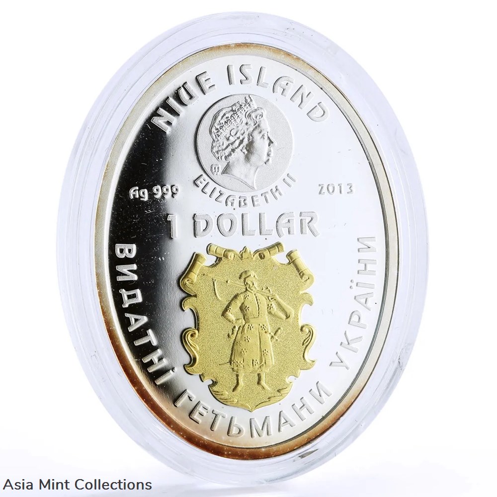 2013 - Ivan Mazepa Hetmans of Ukraine 1/2 oz Proof Silver Coin Niue 2 coins ingots bullion 2013 ivan mazepa hetmans of ukraine 1 2 oz proof silver coin niue