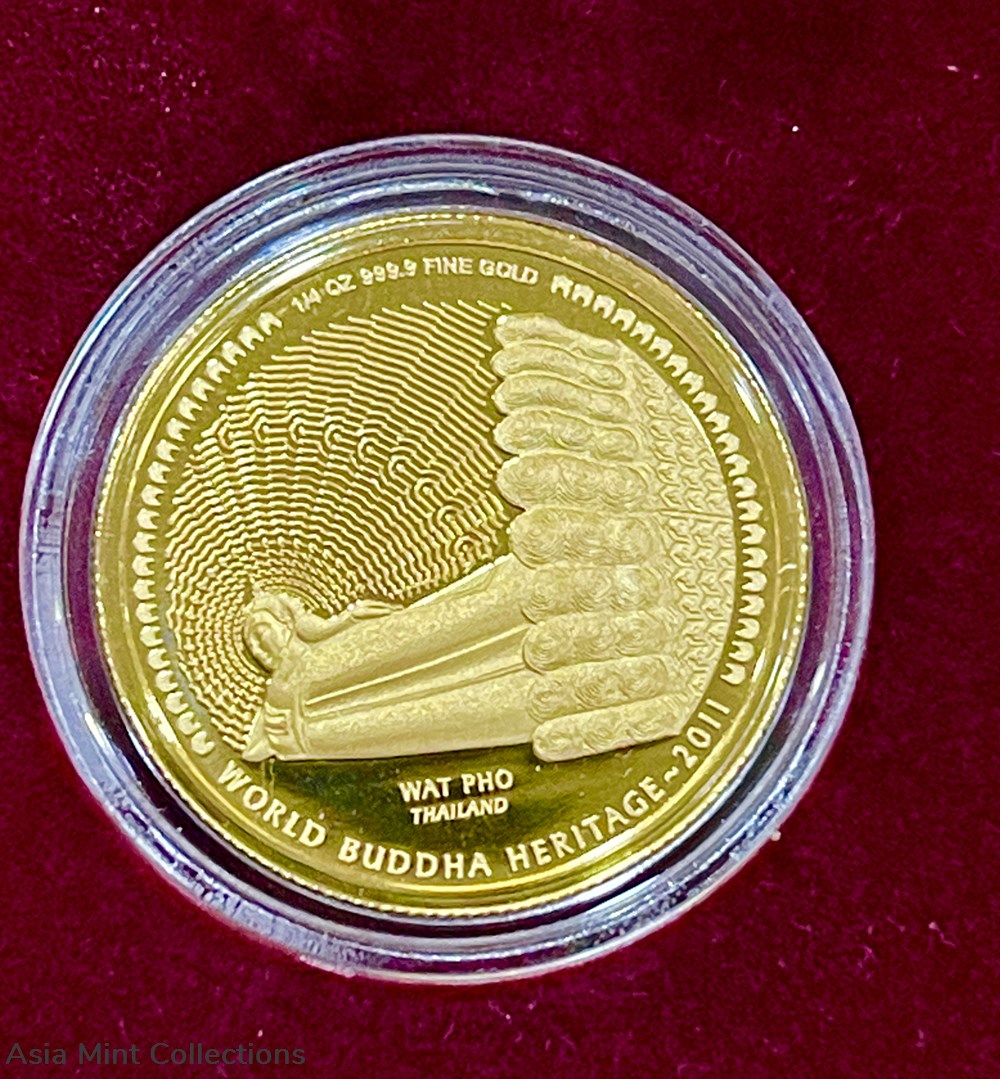 coins ingots bullion coin 2011 bhutan nu1000 world buddha heritage series wat pho reclining buddha of thailand 1 4oz gold