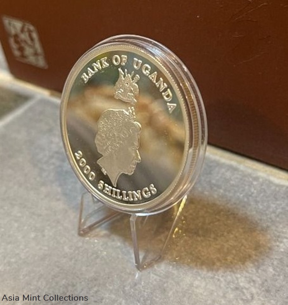 coins ingots bullion 2002 uganda 2000 shilings lucky cat maneki neko colorized silver proof 1oz coin