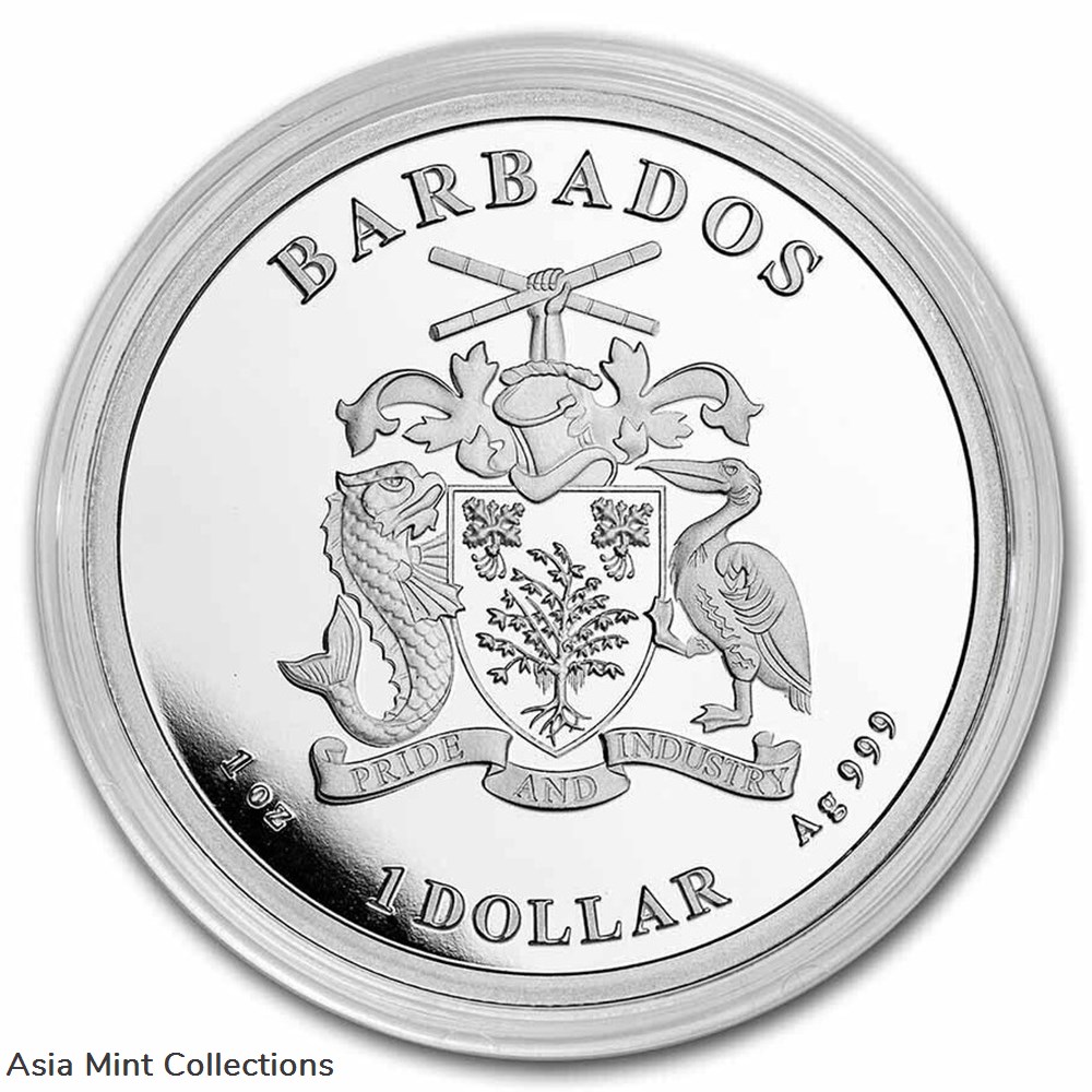 2023 - Caribbean Octopus Barbados 1 oz 999 Silver 1 Dollar ST/BU 4 coins ingots bullion coin 2023 caribbean octopus barbados 1 oz 999 silver 1 dollar st bu