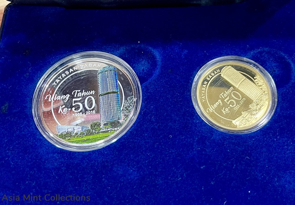 2016 - Malaysia 50th Anniversary of Yayasan Sabah Proof coin Set 2 Silver coins ingots bullion 2016 malaysia 50th anniversary of yayasan sabah proof coin set 2 silver