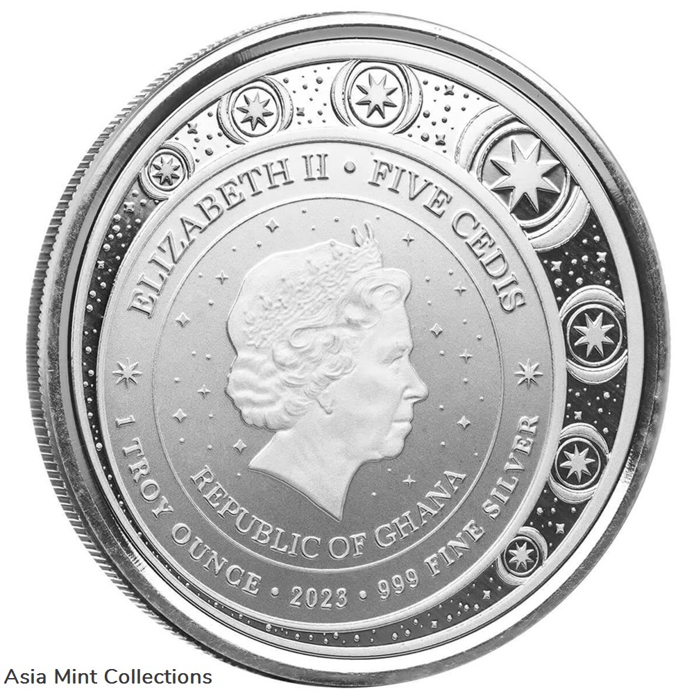 2023 - Ghana Unicorn ""Aurora"" 1oz Silver 999 Color with Certi Log Coincard 4 coins ingots bullion 2023 ghana unicorn aurora 1oz silver 999 color with certi log coincard