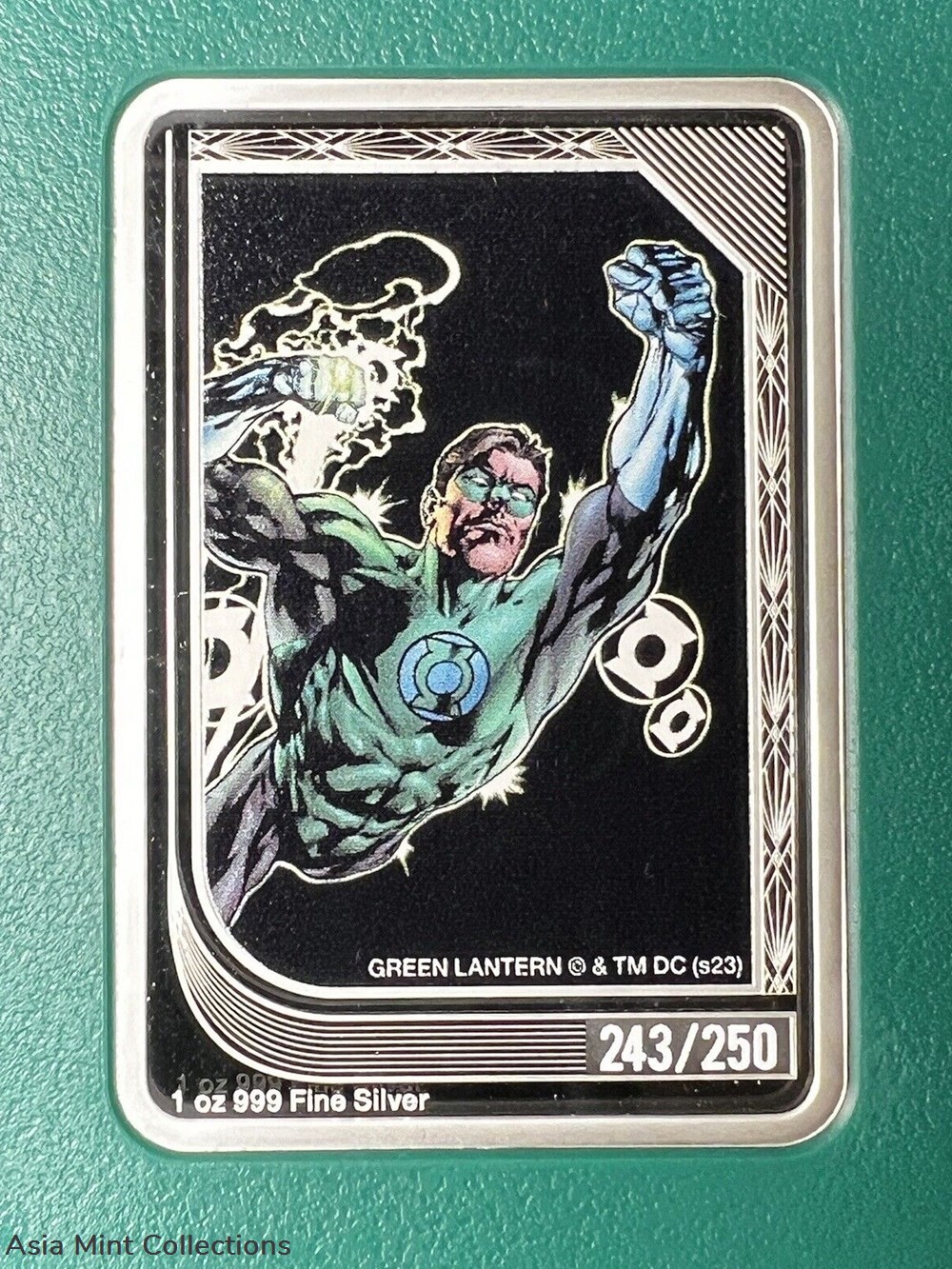 2023 - DC COMICS mint Trading Coins NZ Mint GREEN LANTERN Limited 243/250 ingots bullion silver 2023 dc comics mint trading coins nz mint green lantern limited 243 250