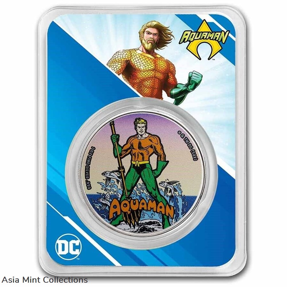 2023 - 1oz Silver Samoa BU Color COIN CARD TEP AQUAMAN $5 Starter coins ingots bullion 2023 1oz silver samoa bu color coin card tep aquaman 5 starter