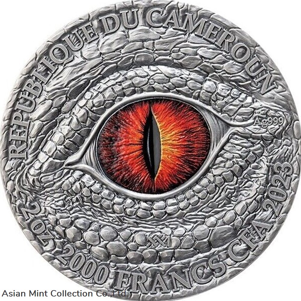 2023 - Flaming Wyvern The Dragonology 2 oz Silver Coin 2000 Francs CFA Cameroon 2 coins ingots bullion 2023 flaming wyvern the dragonology 2 oz silver coin 2000 francs cfa cameroon