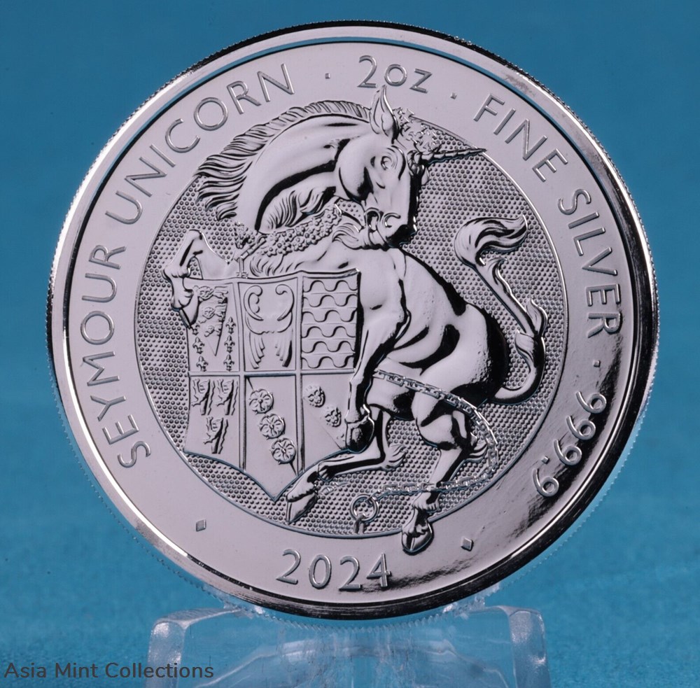 2024 - 2oz Silver 999.9 UK UK Seymour Unicorn Queen's Beast 5 coins ingots bullion coin 2024 2oz silver 999 9 uk uk seymour unicorn queen s beast