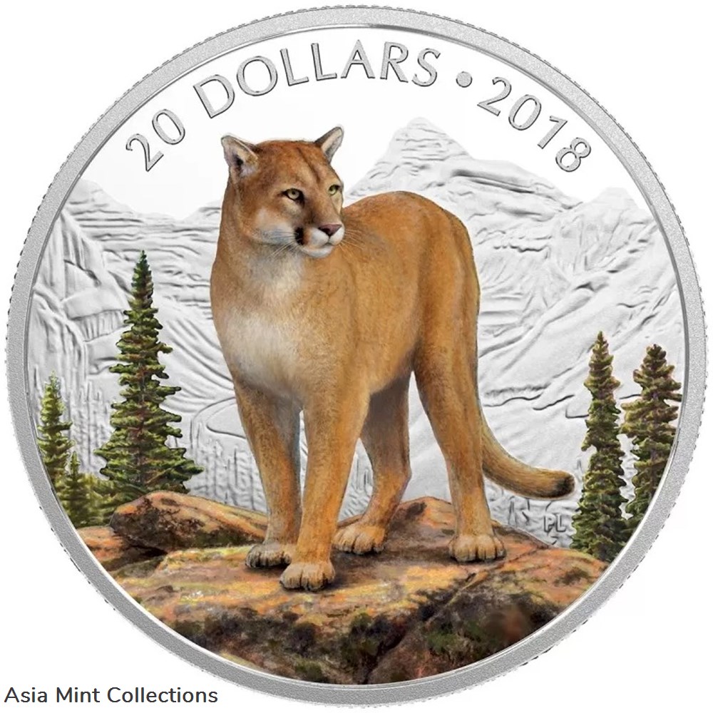 coins ingots bullion 2018 canadian 20 majestic wildlife courageous cougar 1 oz fine silver coin