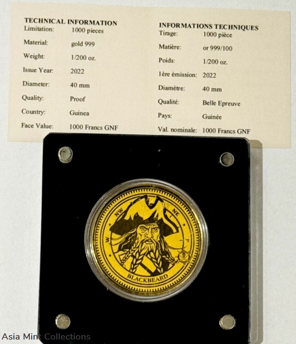 2022 - Coin | Coin Blackbeard Fine Gold 999/1000 | Fine Gold 999/1000 2 coins ingots bullion 2022 coin coin blackbeard fine gold 999 1000 fine gold 999 1000