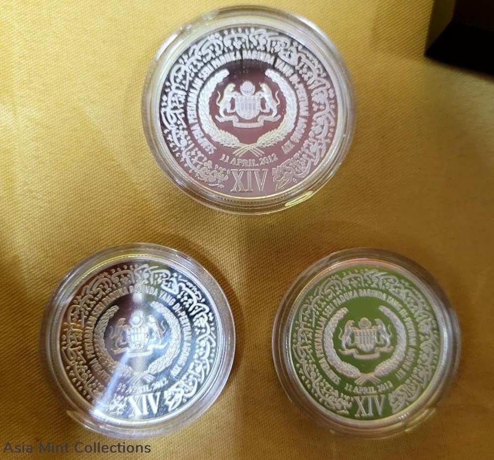 2012 - 3 pcs Coin Pertabalan Agong XIV Pure Silver 999 Collectible 6 coins world malaysia 2012 3 pcs coin pertabalan agong xiv pure silver 999 collectible