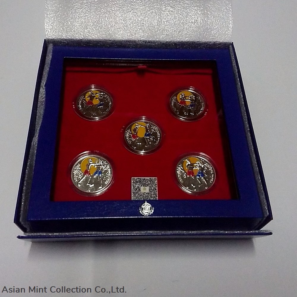 Commemorative of Mae Mai Muay Thai souvenir coins (set of 5 coins) with leather box commemorative of mae mai muay thai souvenir coins set of 5 coins with leather box