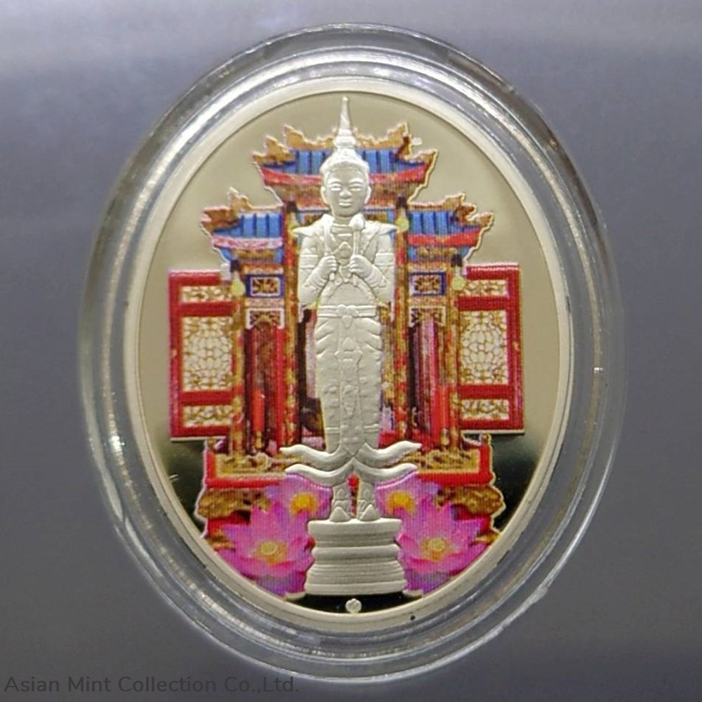 2015 - Commemorative silver polished coin, Phra Klang (The Angel of Wealth) Color printed 2 medals 2015 commemorative silver polished coin phra klang the angel of wealth color printed